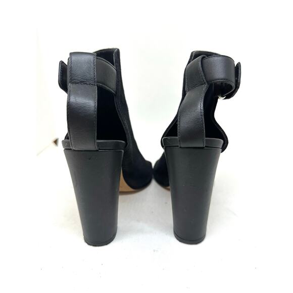 VINCE Addison Black Suede Open-Toe Ankle Boots Booties Heels Italian Leather 7 - Picture 3 of 7